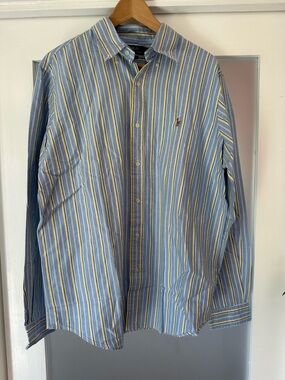 Ralph Lauren Light Blue, Yellow & White Striped Button-Down Shirt